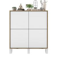 KOMMODE Apollo 4D Eiche wotan Weiß Matt mit metallbeinen 113 cm - Weiß, Holzwerkstoff/Metall (113/127/35cm) - Meble Lindner