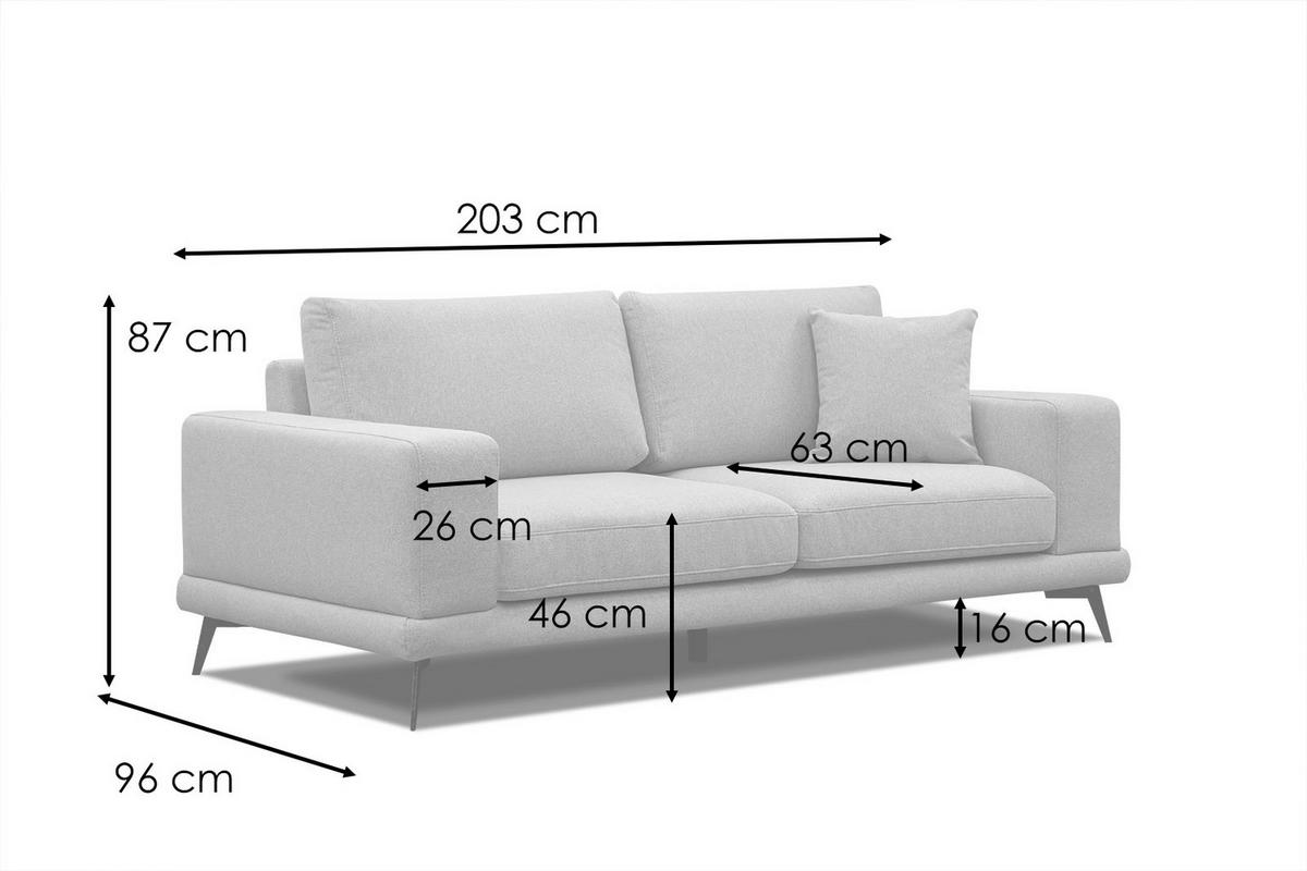 SOFA MEDIOLANE 2,5-Sitzer, dunkelgelb - Dunkelgelb, Holzwerkstoff/Textil (203/87/96cm) - Wozimo