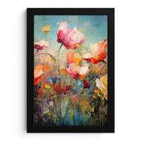 POSTER MIT RAHMEN Blumen - Aquarell - Kunst - Botanisch - Natur Poster 20x30 cm - Orange, Papier (20/30cm) - MuchoWow