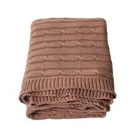 STRICKDECKE 150/200 cm, Baumwolle mit Zopfmuster - Braun, Textil (150/200cm) - Homescapes