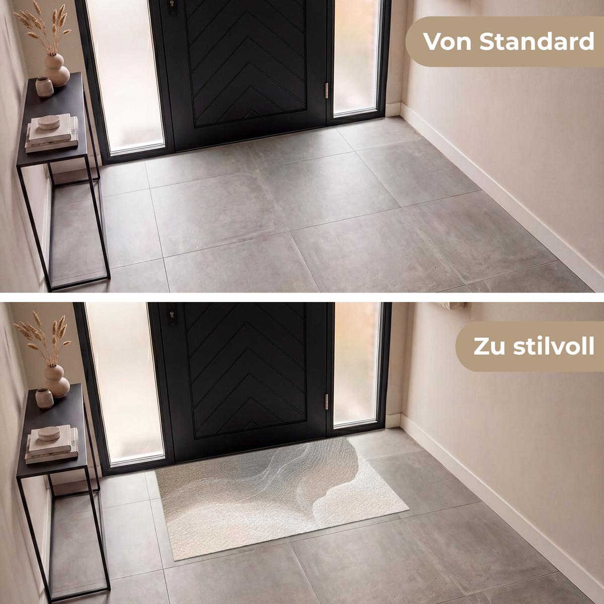 FUSSMATTE Wellenlinien - Luftströme - Harmonisch Schmutzfänger 120x80 cm - Beige, Kunststoff (120/0.4cm) - MuchoWow
