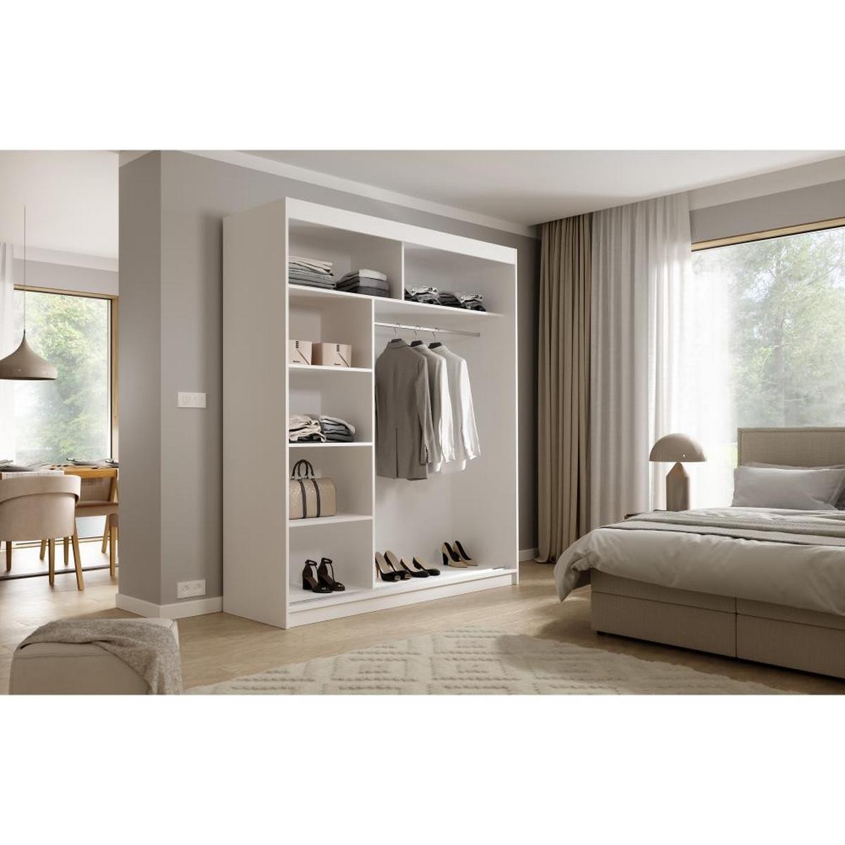 SCHWEBETÜRENSCHRANK Katrina weiß 180/215,5/59 cm 2-türig - Weiß, Holzwerkstoff (180/215.5/59cm) - Beautysofa