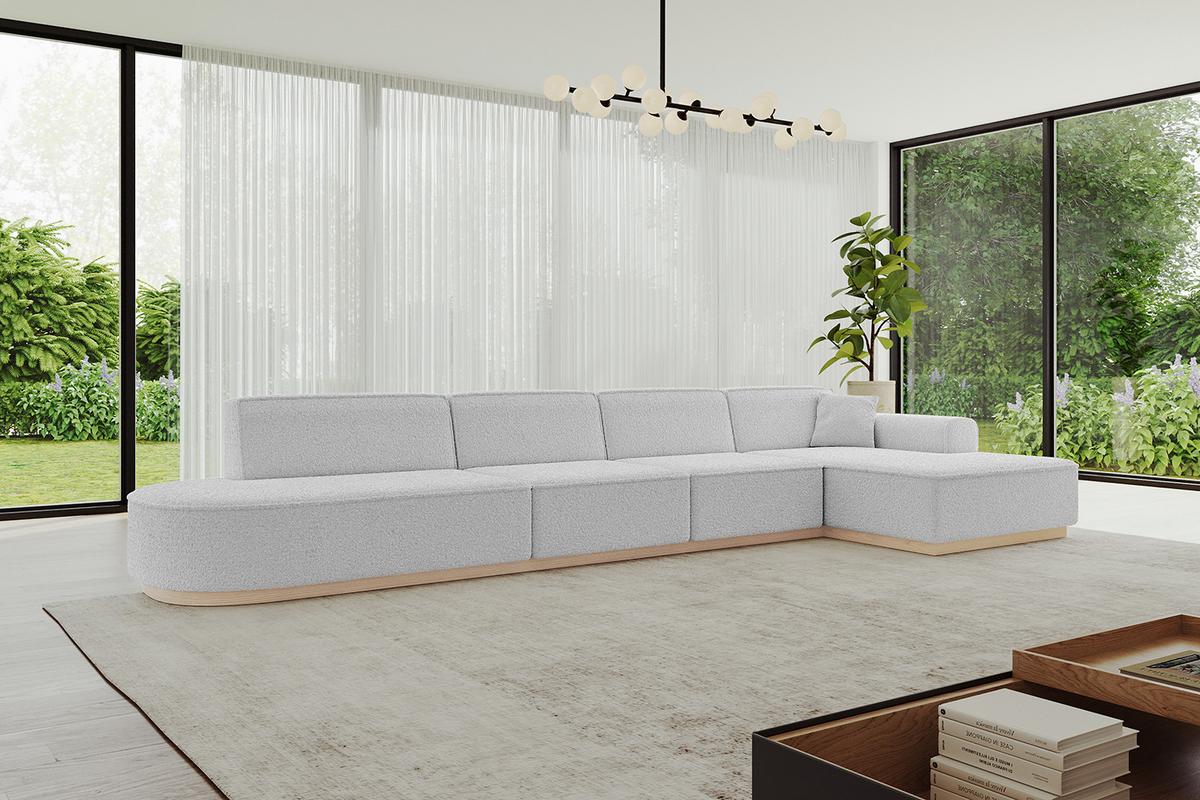 ECKSOFA Ottomane Rechts IREA-L3 - 412x165x80 cm Hellgrau - Hellgrau, Holzwerkstoff/Textil (412/165cm) - ALTDECOR