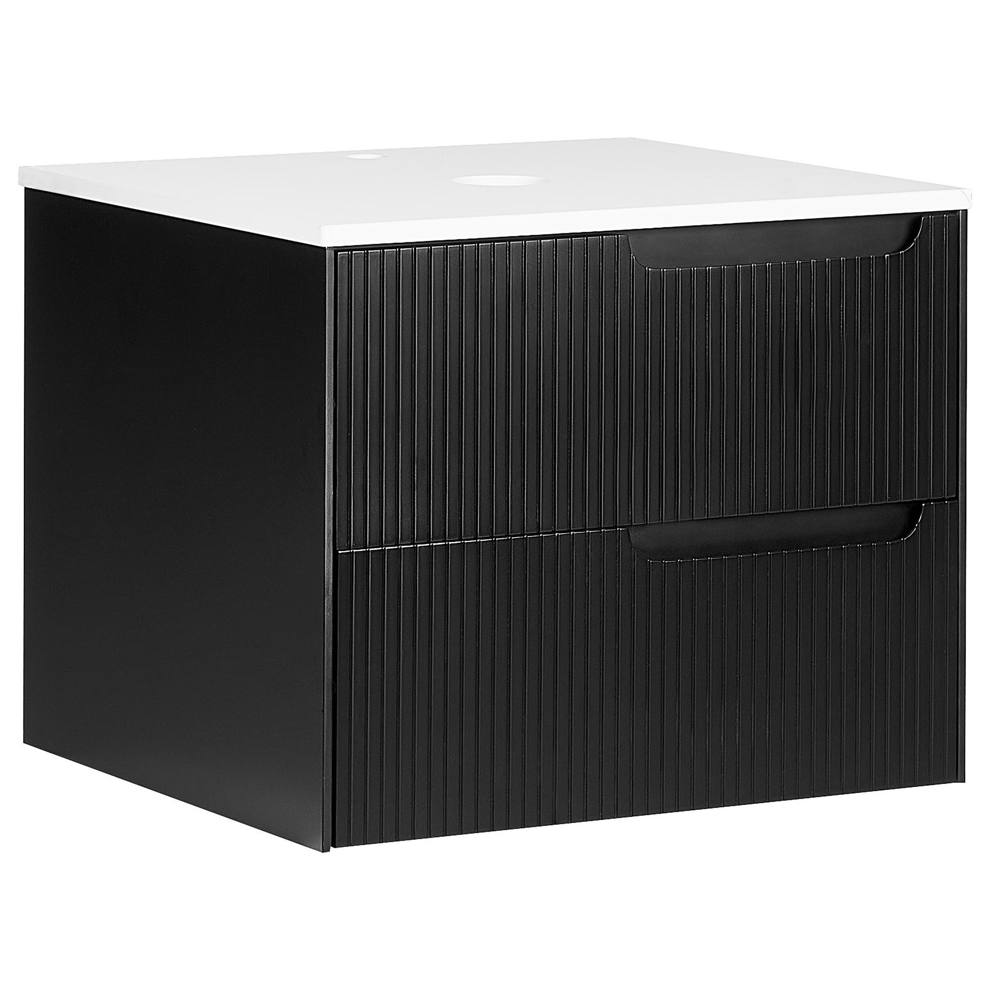 WASCHBECKENUNTERSCHRANK wandmontiertk 60 cm Schwarz Quintela - Schwarz, Holzwerkstoff (60/48/52cm) - Beliani