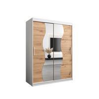 SCHWEBETÜRENSCHRANK 200/150/62 2-türig - Silberfarben/Eiche Artisan, Holz/Kunststoff (150/200/62cm) - MÖBEL KRYSPOL