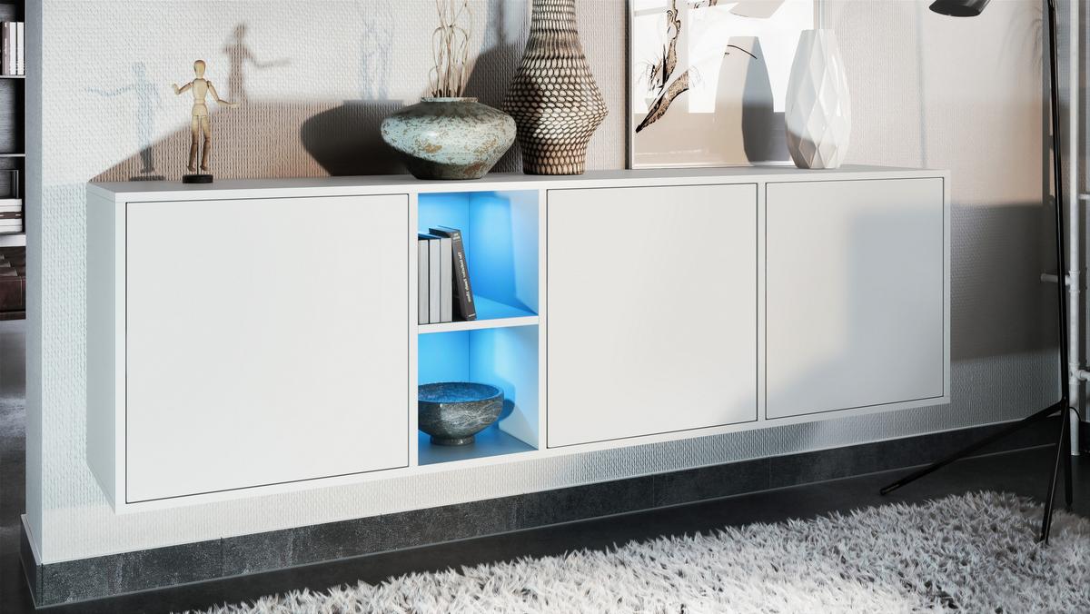 SIDEBOARD Cuba Türen in Weiß matt - Weiß, Holzwerkstoff (182/53/35cm) - Vladon