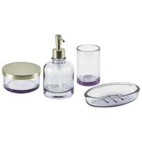 BADEZIMMER Set 4-teilig Glas violett Telma - Violett/Silberfarben, Glas (15/12/11cm) - Beliani