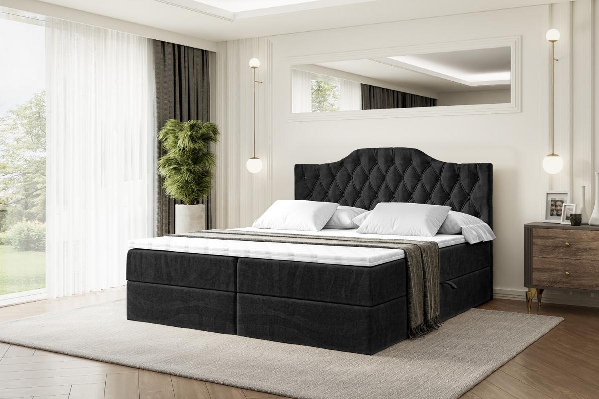 BOXBETT mit Matratze H3 und Lattenrost - VILA-1 - 180x200 cm Schwarz - Schwarz, Holzwerkstoff (180/200cm) - ALTDECOR