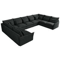 WOHNLANDSCHAFT VERSO U 9M Dunkelgrau Struktur - Dunkelgrau/Schwarz, Kunststoff/Textil (442/93/270cm) - MKS