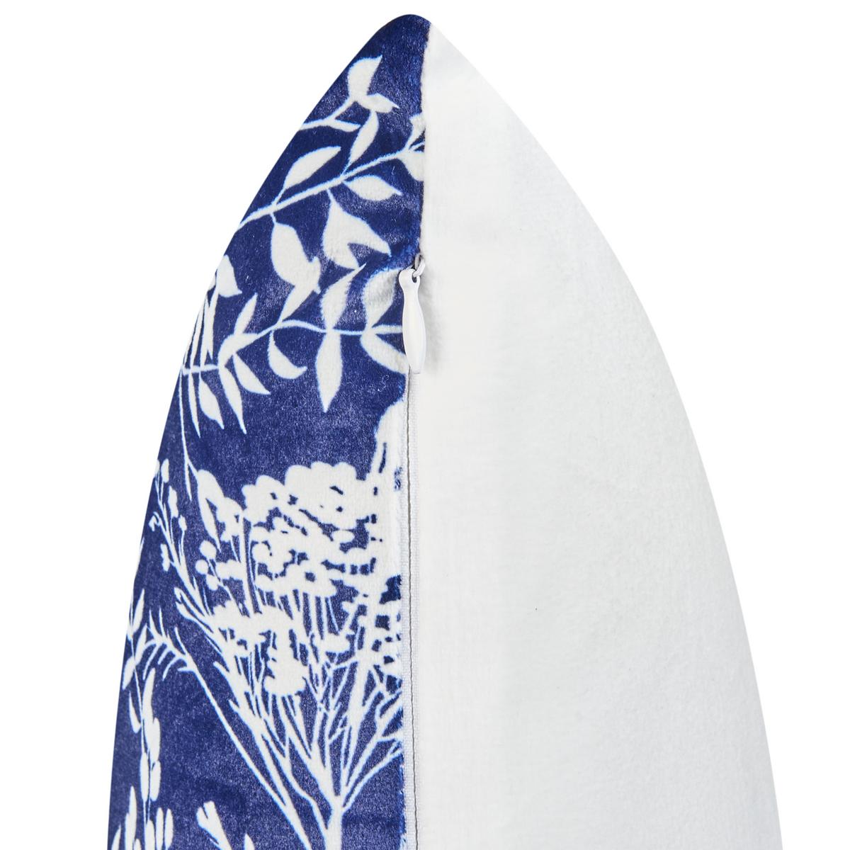 GARTENKISSEN 2er-Set Marineblau 30/50 cm Glimmer - Blau/Weiß, Textil (50/12/30cm) - Beliani