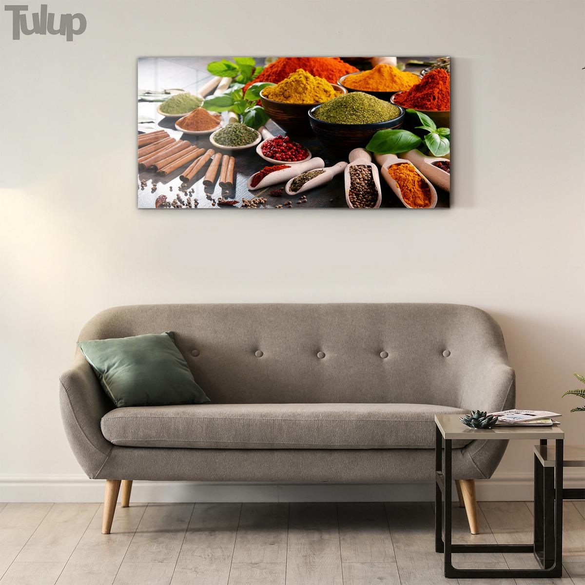 GLASBILD 120x60 cm Lebensmittel und Getränke - Salbeigrün/Multicolor, Glas (120/60cm) - TULUP