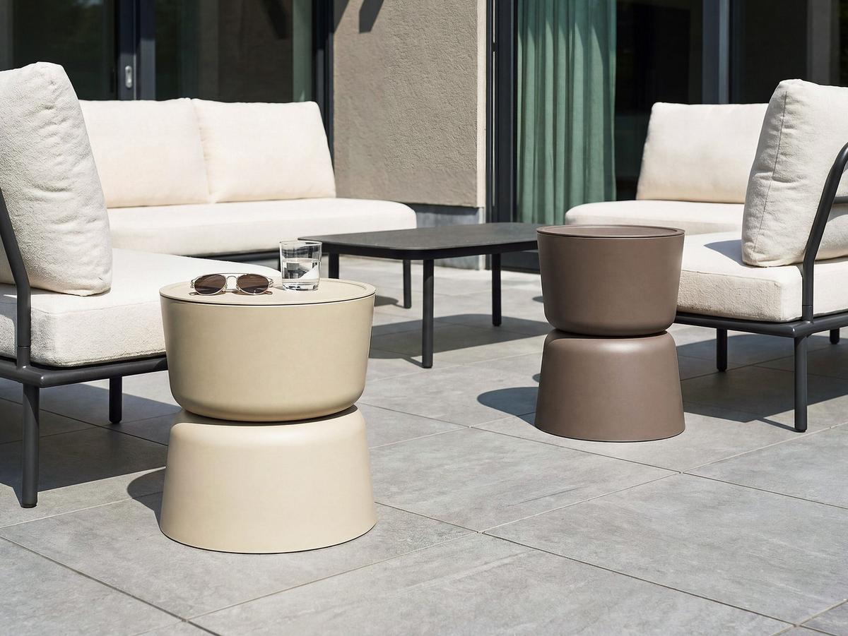 BEISTELLTISCH 2er-Set 32/40 cm Braun Beige - Beige/Braun, Kunststoff (32/32/46cm) - Beliani
