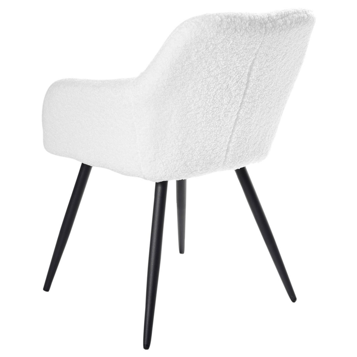 ESSZIMMERSTUHL 2er-Set Bouclé Cremeweiß Casmalia - Weiß, Textil (60/80/66cm) - Beliani