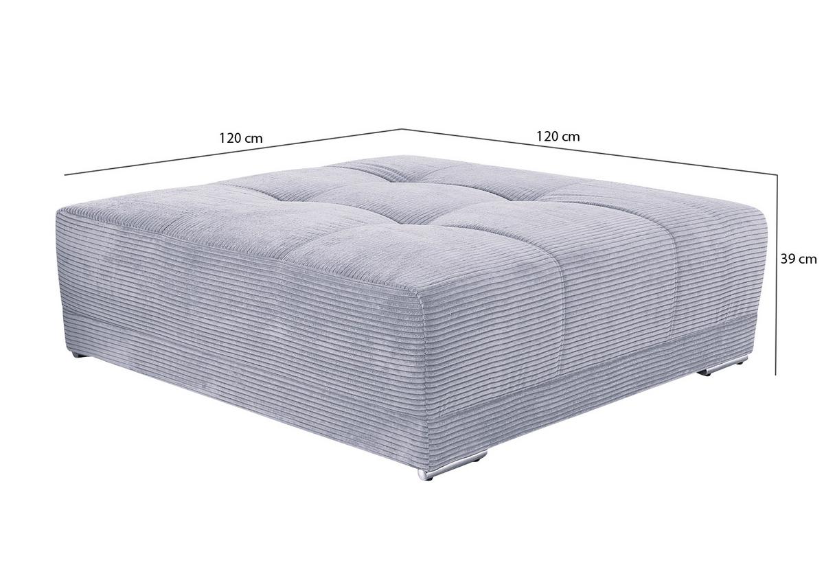 POLSTERHOCKER XXL Federkern B120/T120/H39 cm (passend zum BIG-SOFA) Cord Beige Grau / 15177 - Chromfarben/Greige, Textil/Metall (120/39/120cm) - luma-home