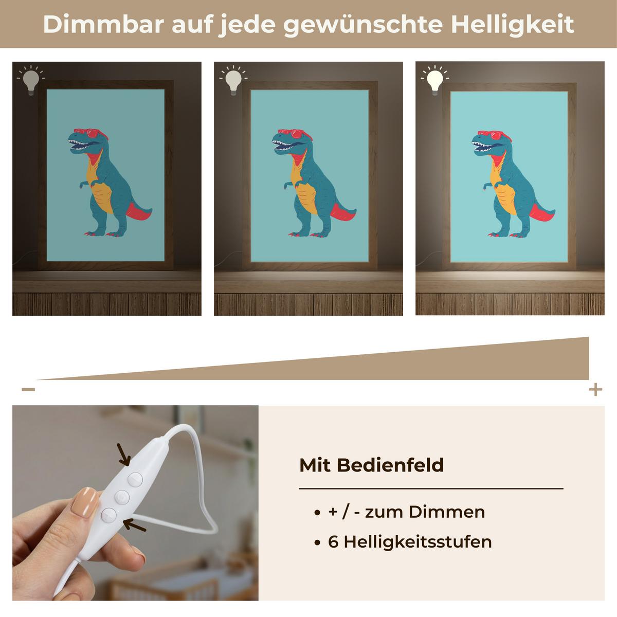 NACHTTISCHLAMPE Dinosaurier - Blau - Sonnenbrille 20x30 cm - Hellblau, Holzwerkstoff (8/20/30cm) - OnlyWow