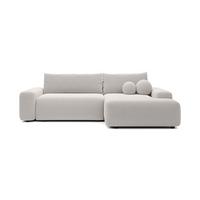 ECKSOFA RUOTA Grau Boucle-Stoff mit Schlaffunktion - Grau, Holz (264/162cm) - MASSENO