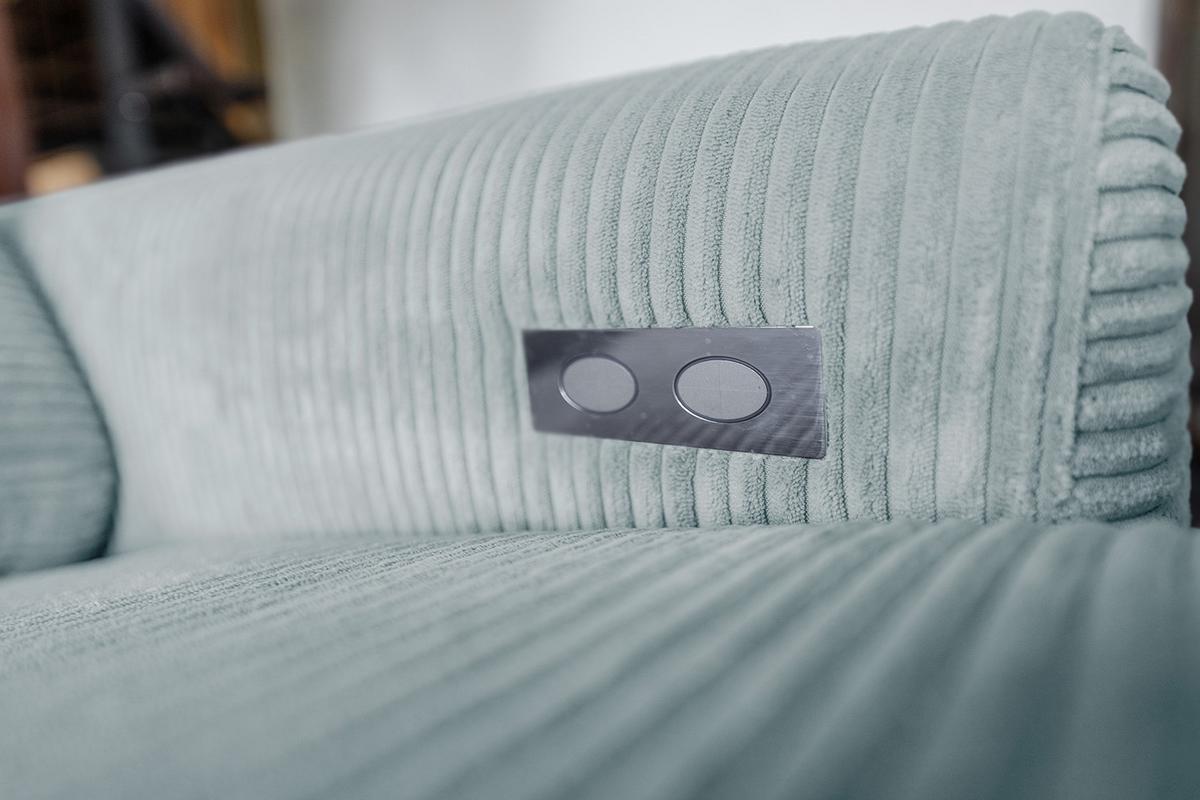 ECKSOFA LAISKA Hellblau Cord - Schwarz/Hellblau, Textil/Metall (282/177cm) - KAWOLA