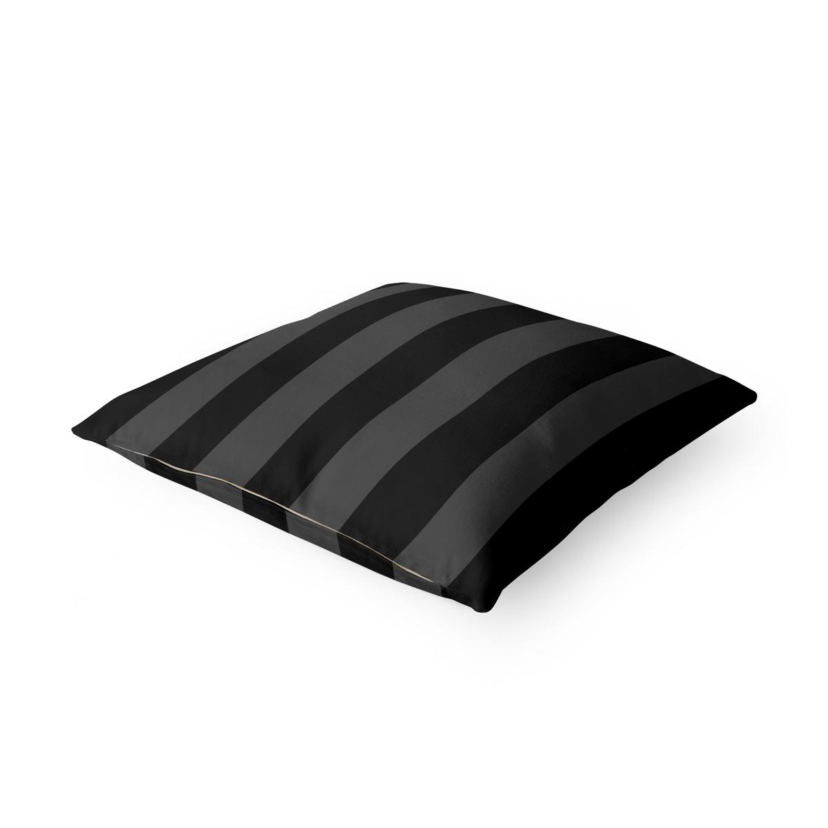 DEKOKISSEN Längsstreifen in Tiefschwarz II 40/40 cm - Schwarz, Textil (40/40/10cm) - Bilderwelten