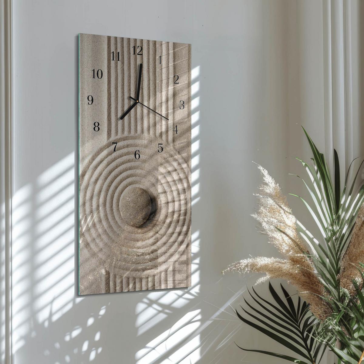 WANDUHR aus Glas 30x60 cm - Stein - Braun, Glas (30/60/0.4cm) - TULUP