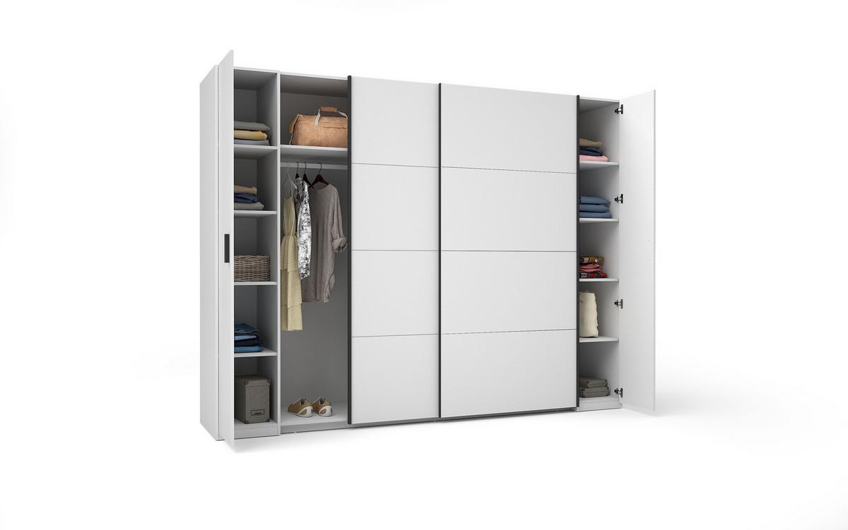KLEIDERSCHRANK Weiß, Schwarz 270/208/61 - Schwarz/Weiß, Holzwerkstoff (270/208/61cm) - RAUMHIRSCH FURNITURE