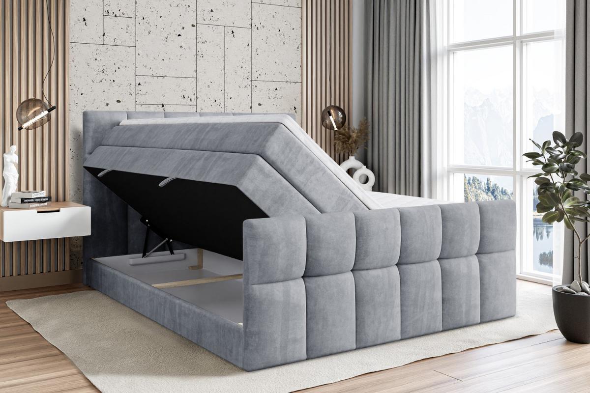 BOXSPRINGBETT RICAR-Z KING - 160 x 200 - H3/H4 - Grau - Grau, Holzwerkstoff (160/200cm) - ALTDECOR