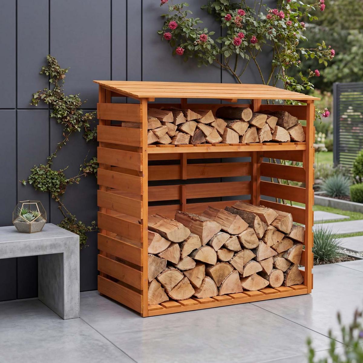 BRENNHOLZLAGER Beige - Beige, Holz (122/121/61cm) - MCW