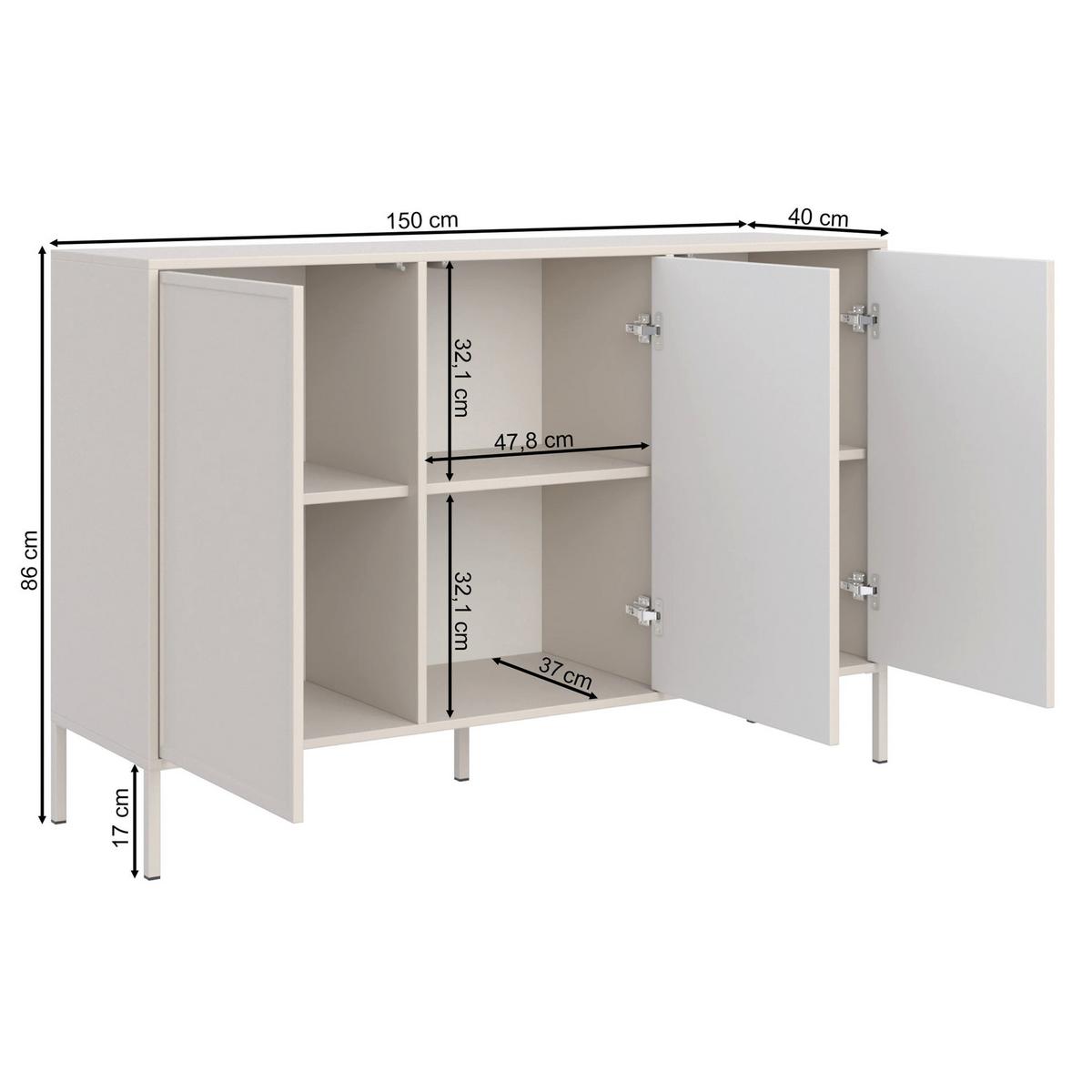 SIDEBOARD Velveto Kaschmir 150 cm - Kaschmir, Holzwerkstoff/Metall (150/86/40cm) - Selsey