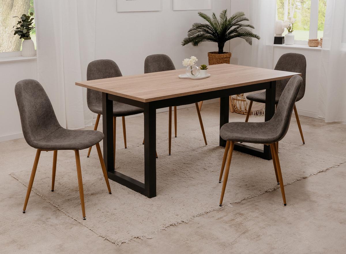 STUHL 4er-Set grau Cord, Esszimmerstuhl mit 4-Fuß-Gestell - Braun/Grau, Textil/Metall (50/83/43cm) - Furn.Design