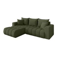 ECKSOFA mit Schlaffunktion Ottomane Links MILA-L-v1 277x195x86 Grün Bouclé - Schwarz/Olivgrün, Holzwerkstoff/Kunststoff (277/194cm) - ALTDECOR