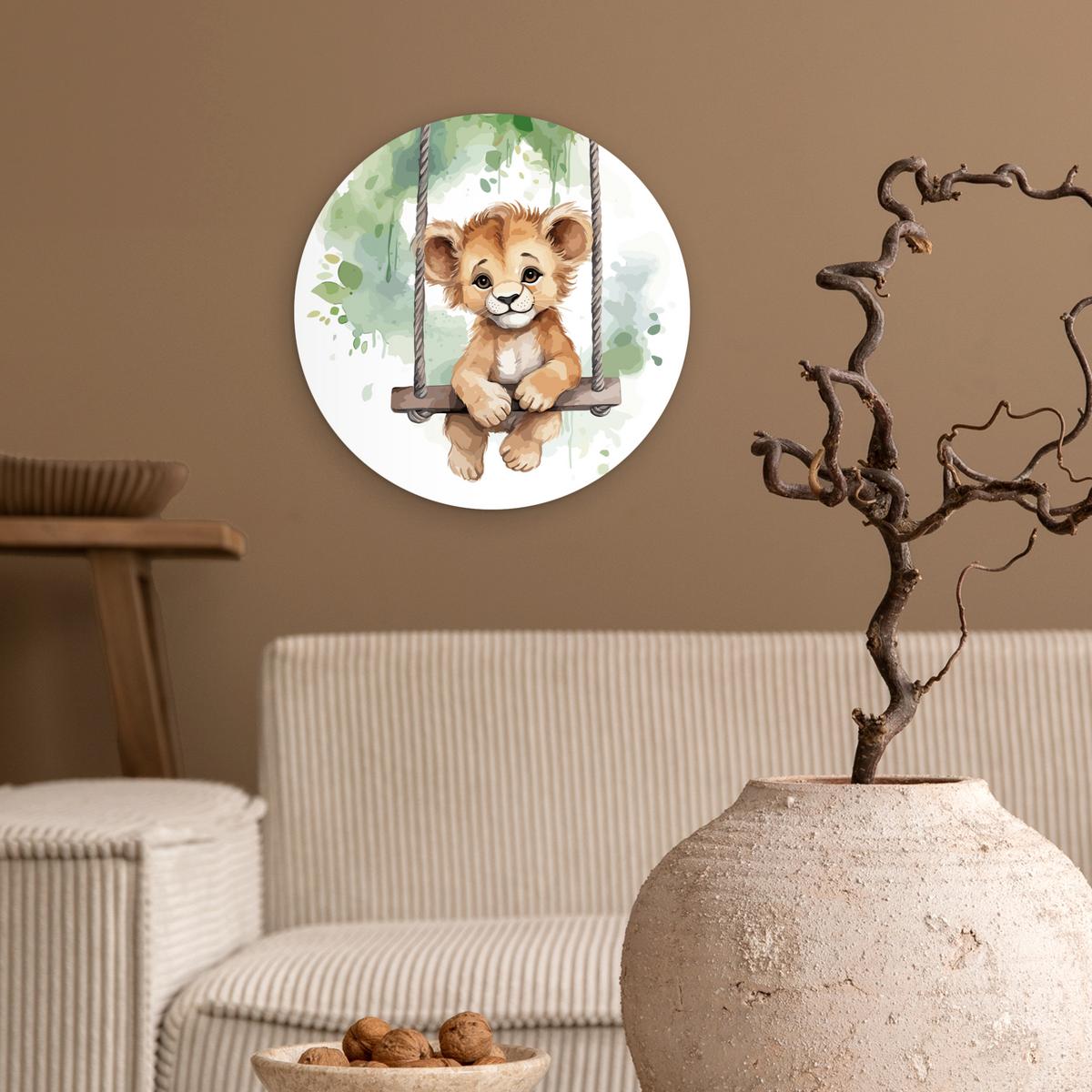 WANDBILD Löwe - Tier - Kinder - Dschungel Deko Wohnzimmer 30x30 cm - Hellbraun, Kunststoff (30/30cm) - MuchoWow