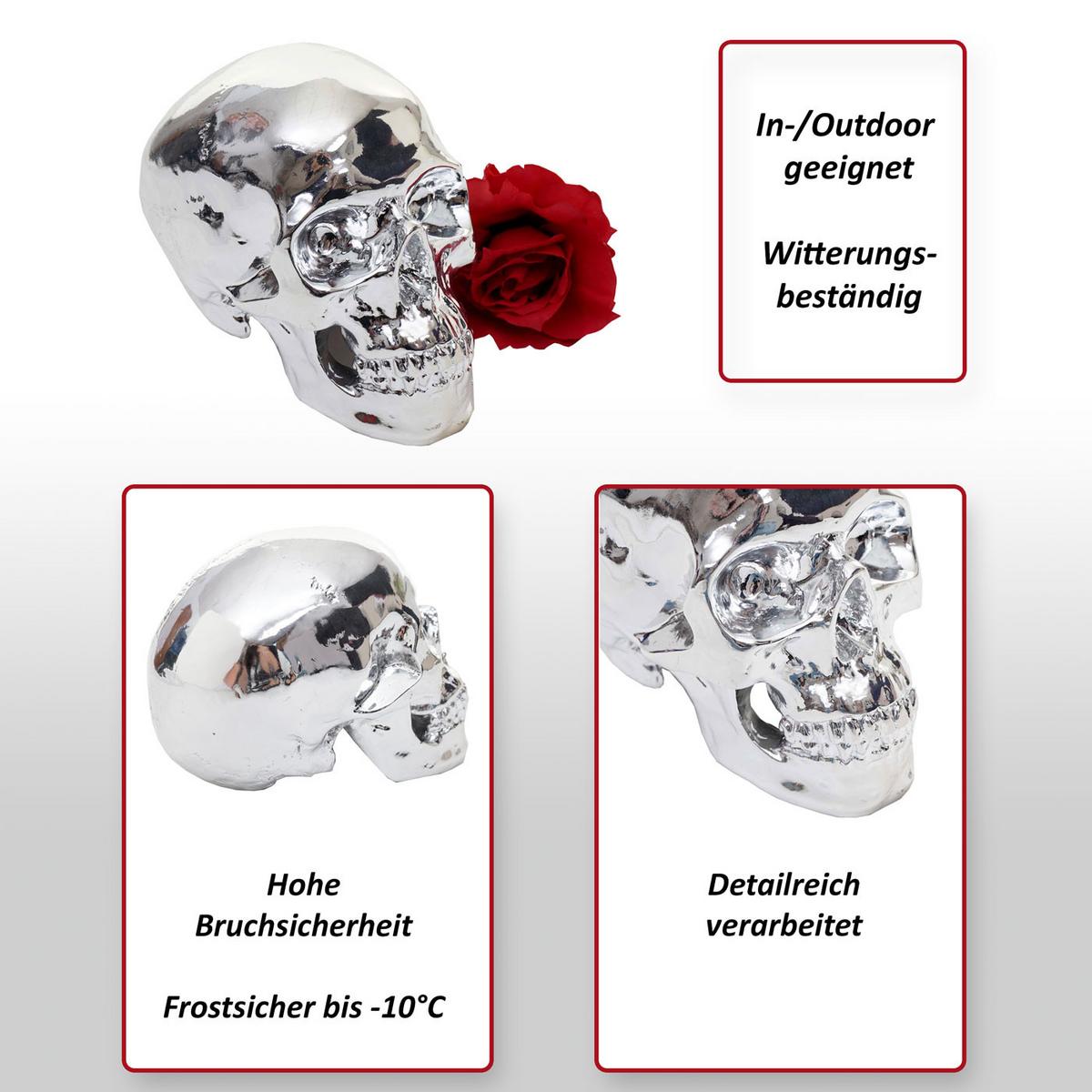 DEKO TOTENKOPF Silber - Silberfarben, Stein (12/15/18cm) - MCW