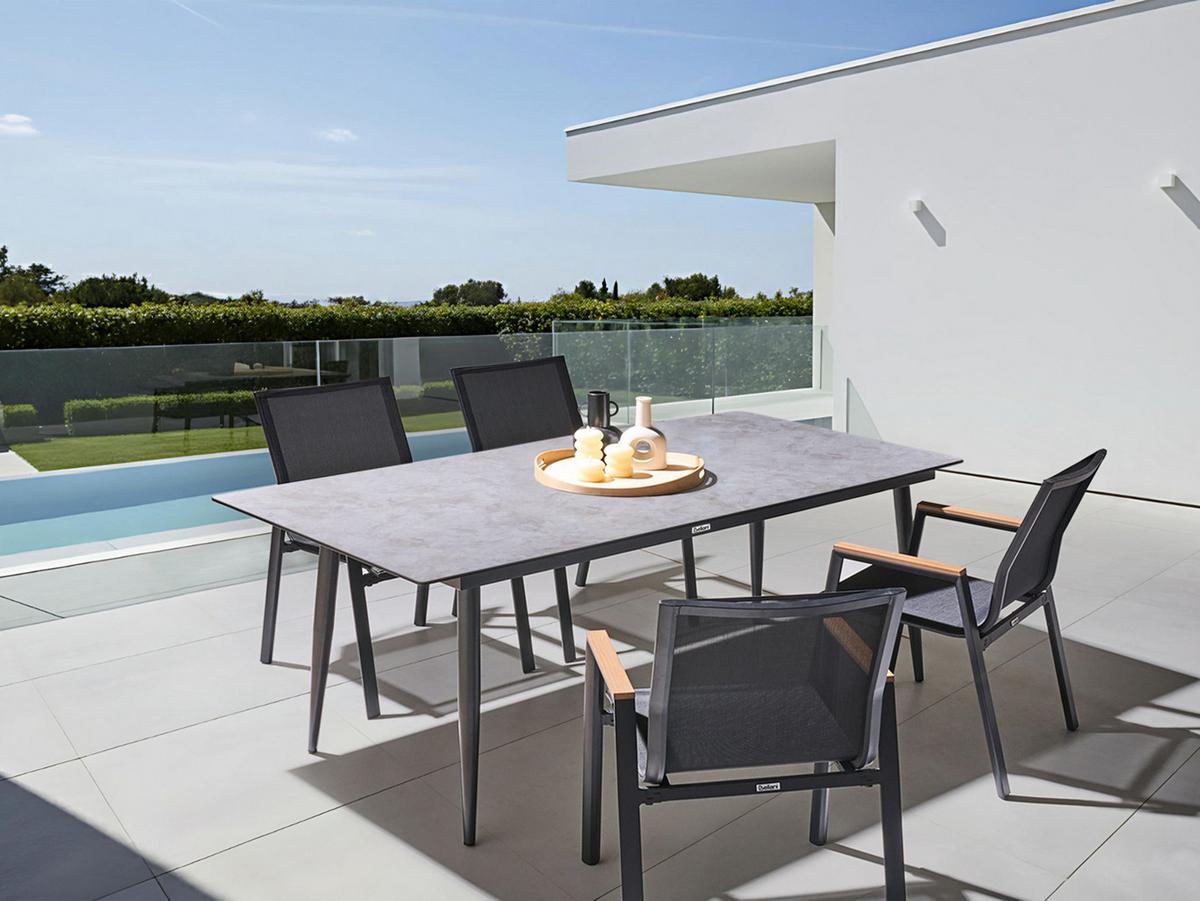 GARTENTISCH 180/90 cm Steinoptik Hellgrau Tolentino - Dunkelgrau, Kunststoff (180/90/75cm) - Beliani