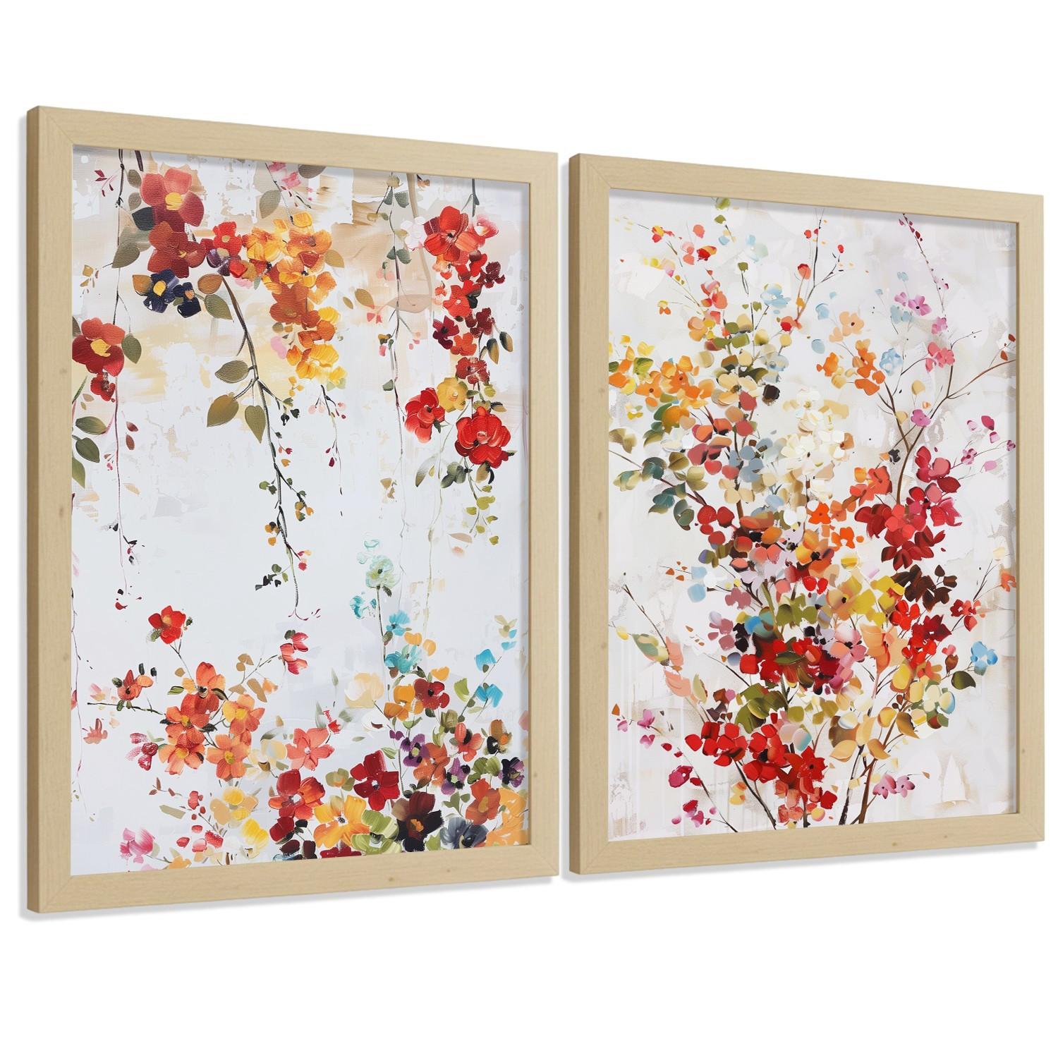 POSTER 2er-Set Wandbilder Wildblumen modern Wohnzimmer Deko, Schlafzimmer, Küche, Badezimmer Rahmenlos A4 - Klar, Papier (29.7/1/21cm) - Nacnic