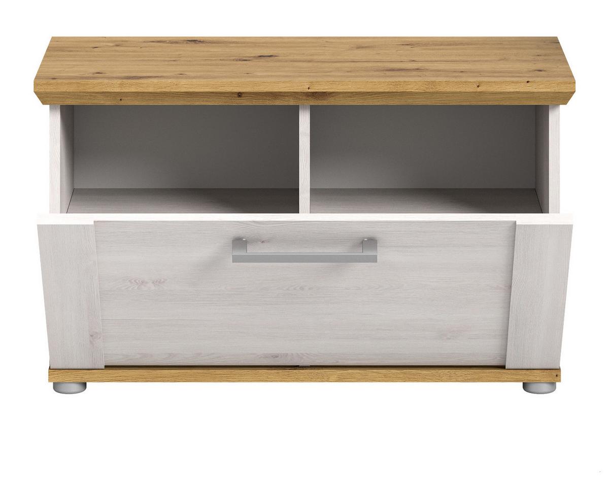 GARDEROBENBANK weiß Lärche 80 cm, Sitzbank im Landhaus-Stil - Silberfarben/Weiß, Holzwerkstoff/Kunststoff (80/47/39cm) - Inn.Furn