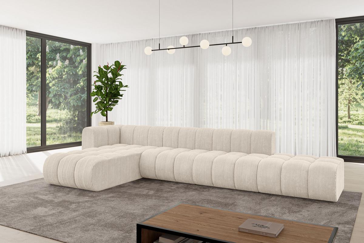 ECKSOFA modulares Sofa Zuvon-L2 - 387x177x70 cm Beige - Beige, Holzwerkstoff/Textil (387/177cm) - ALTDECOR