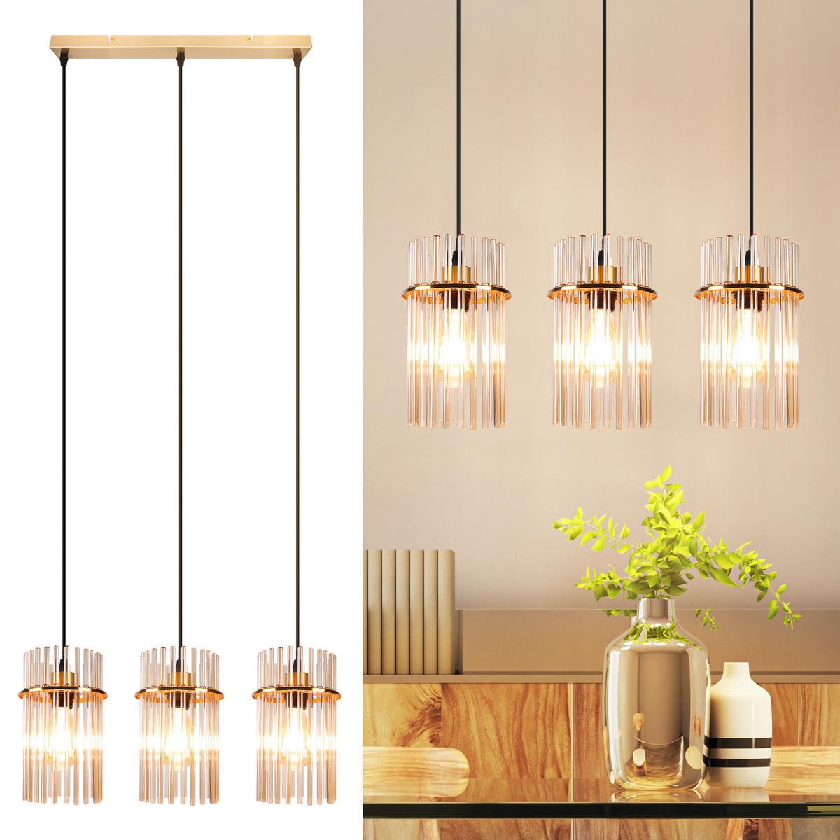 PENDELLEUCHTE Joseph 48/5/150 cm - Goldfarben, Glas (48/5/150cm) - ZMH