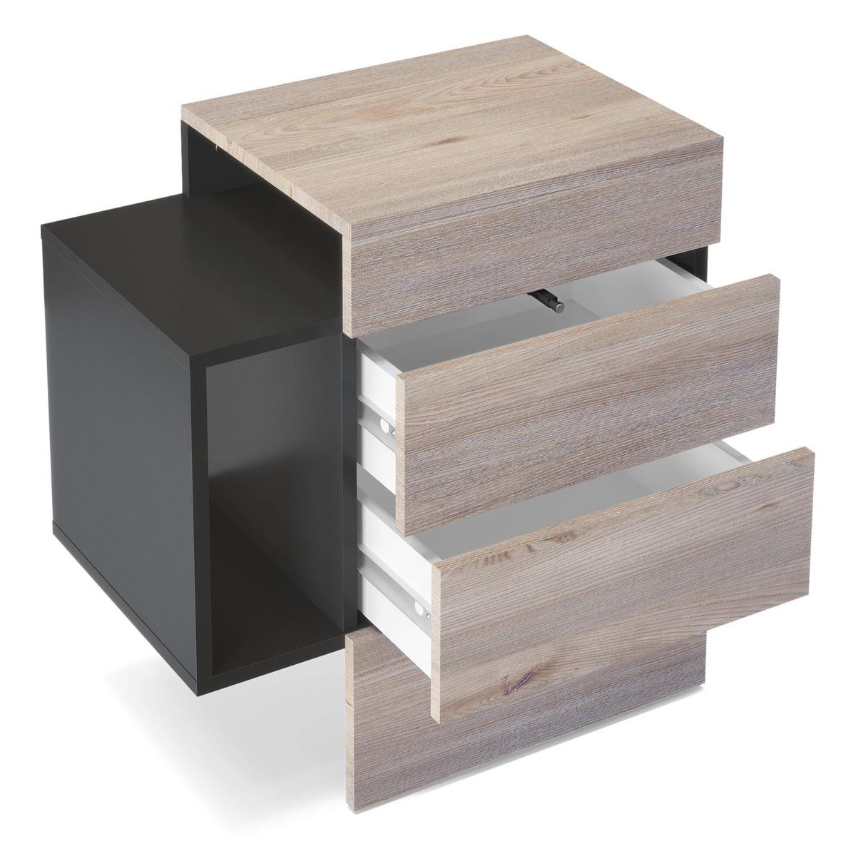 NACHTTISCH Queens Front in Eiche Natur - Eichefarben, Holzwerkstoff (60/63/36cm) - Vladon