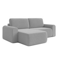 ECKSOFA L Form Otterton Hellgrau 250/180/95 cm Links mit Schlaffunktion - Hellgrau/Schwarz, Kunststoff/Textil (180/250cm) - AX Living