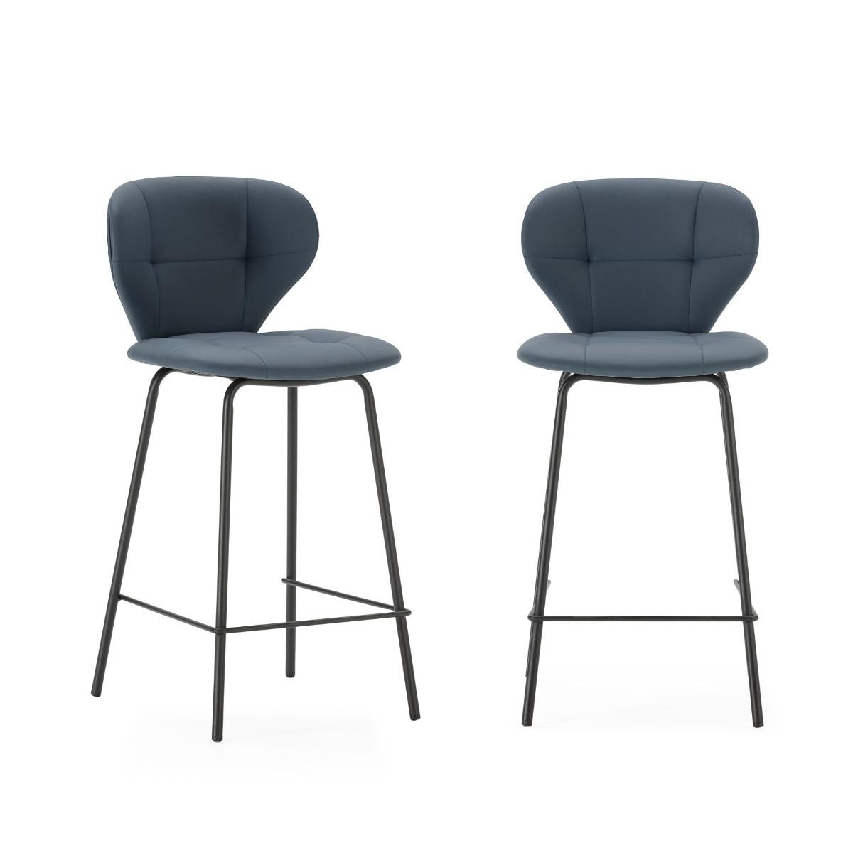 HOCKERN (Set aus 2) mit schwarzen metallbeinen - maura 45/52/67 cm - Dunkelgrau, Kunststoff (52/67/45cm) - Calicosy