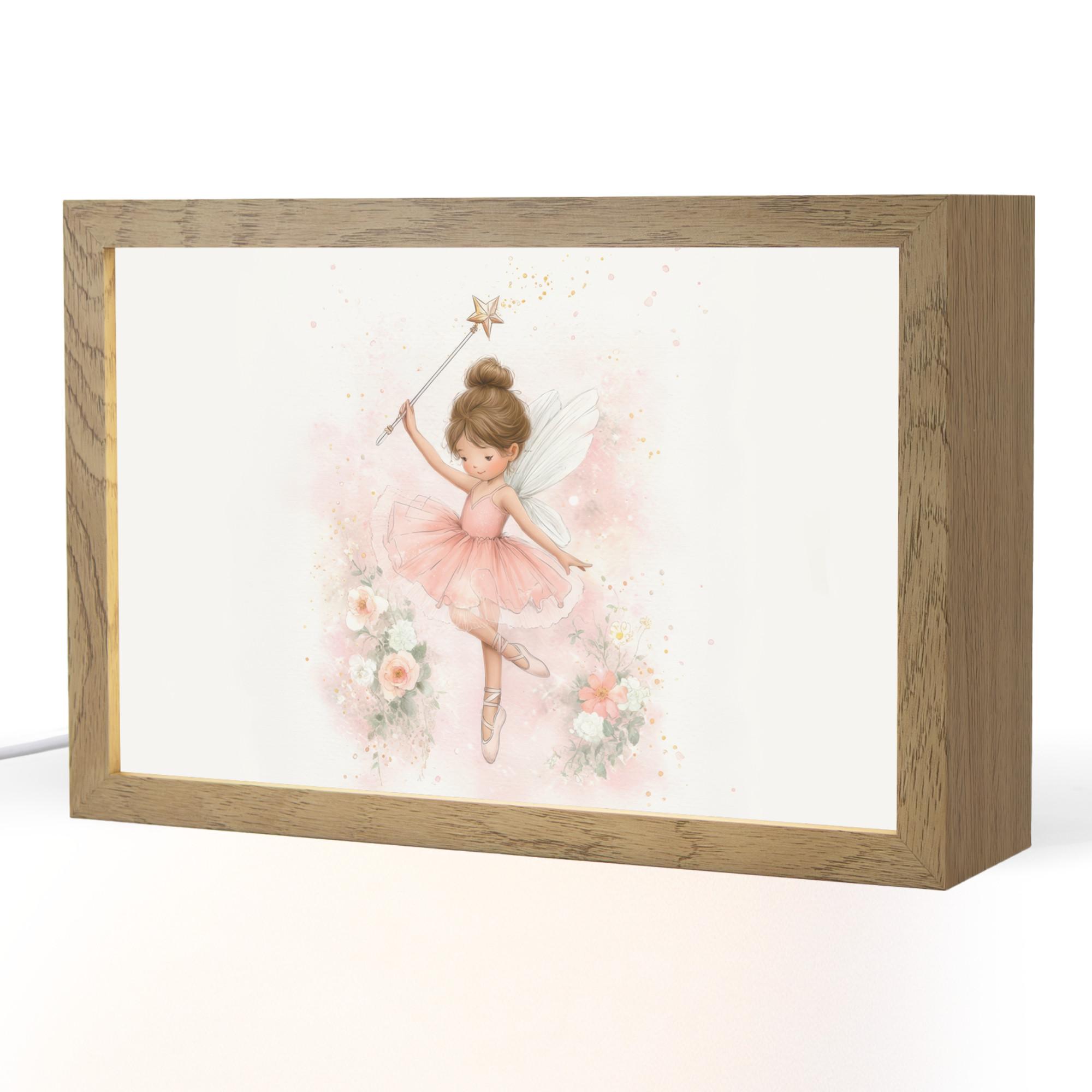 NACHTTISCHLAMPE Ballerina - Fee - Blumen - Rosa 30x20 cm - Rosa, Holzwerkstoff (8/30/20cm) - OnlyWow