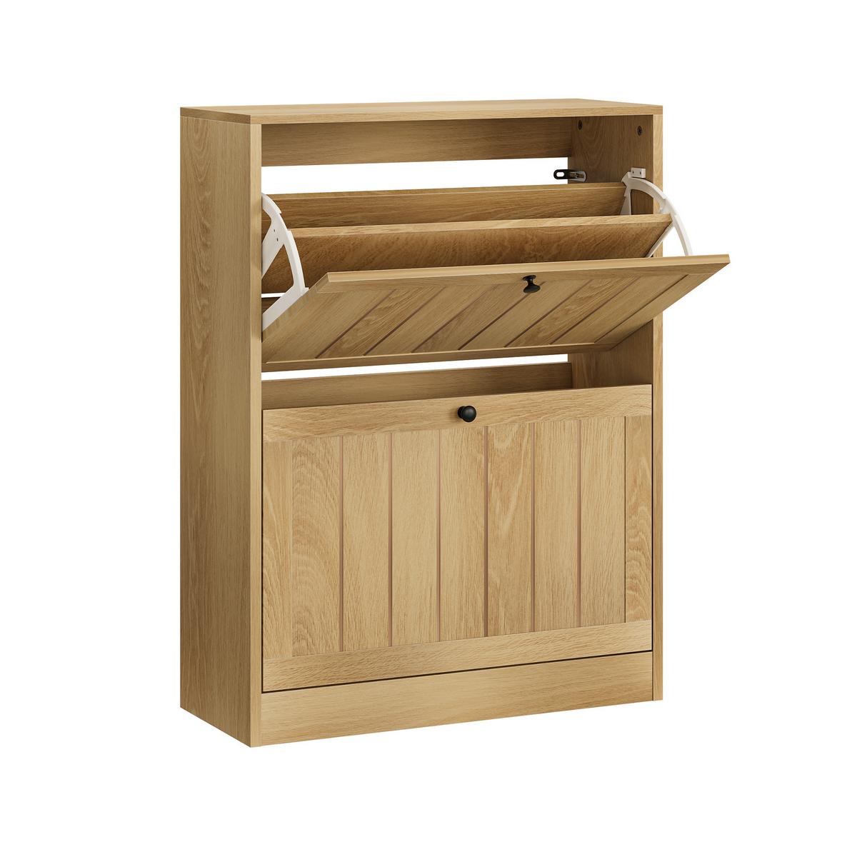 SCHUHESCHRANK Eichenfarben Mit 2 Kippfächern Mid-Century - Eichefarben, Holzwerkstoff (60/80/24cm) - Urban Meuble