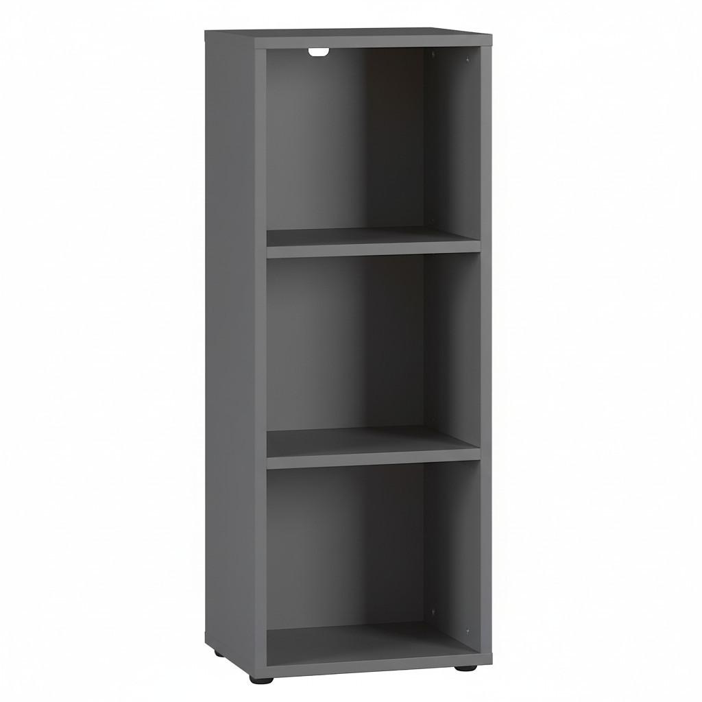 AKTENREGAL Universal FRANKFURT schmal 45x120x40 cm Graphit, 3 Ordnerhöhen - Schwarz, Holzwerkstoff (45/120/40cm) - KADIMA DESIGN