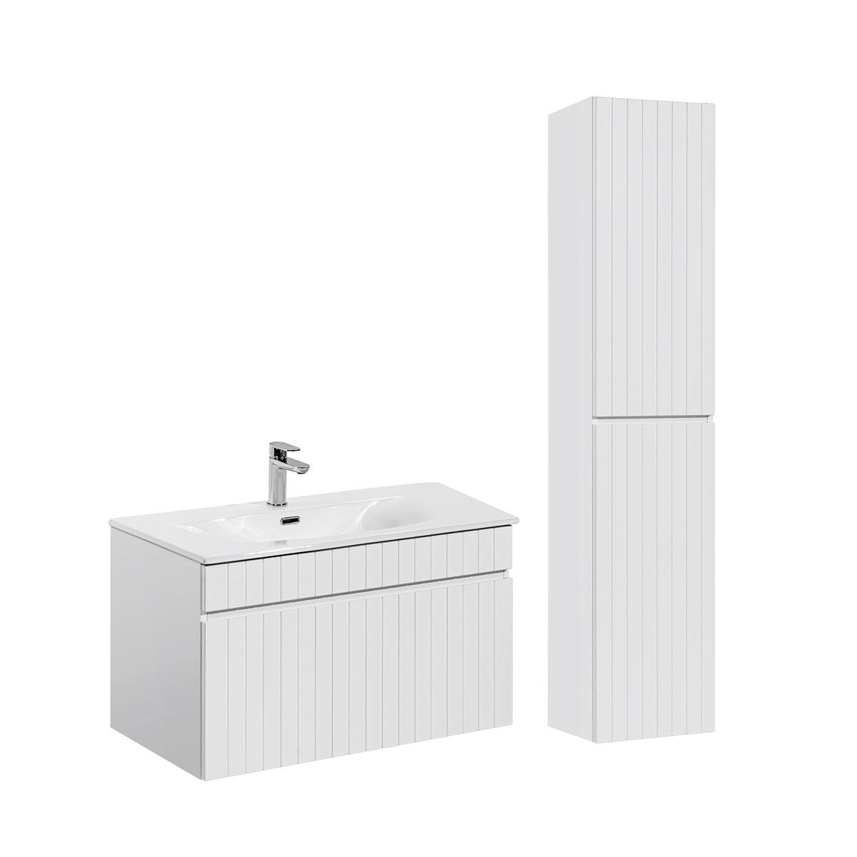 BADMÖBEL 80cm Zelie 2er-Set Weiß - Weiß, Holzwerkstoff (80/46/45cm) - Petits-meubles