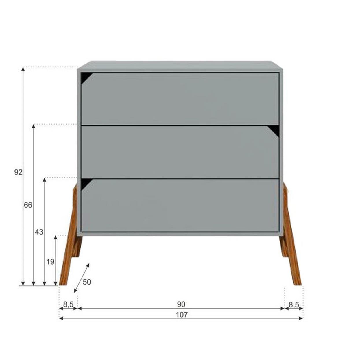 KOMMODE Grau - Grau, Holzwerkstoff (107/91/50cm) - Petits-meubles