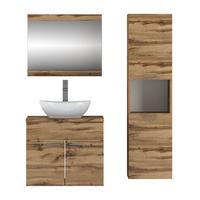 BADMÖBEL-SET LUMIRE LOFT II Wotan Eiche mit Spiegel - Braun, Holzwerkstoff (60/52/46cm) - Lookway