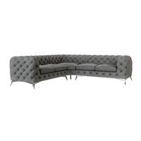 ECKSOFA Chesterfield Laura Grau Samt - Silberfarben/Grau, Holz/Textil (264/264cm) - S-Style Möbel