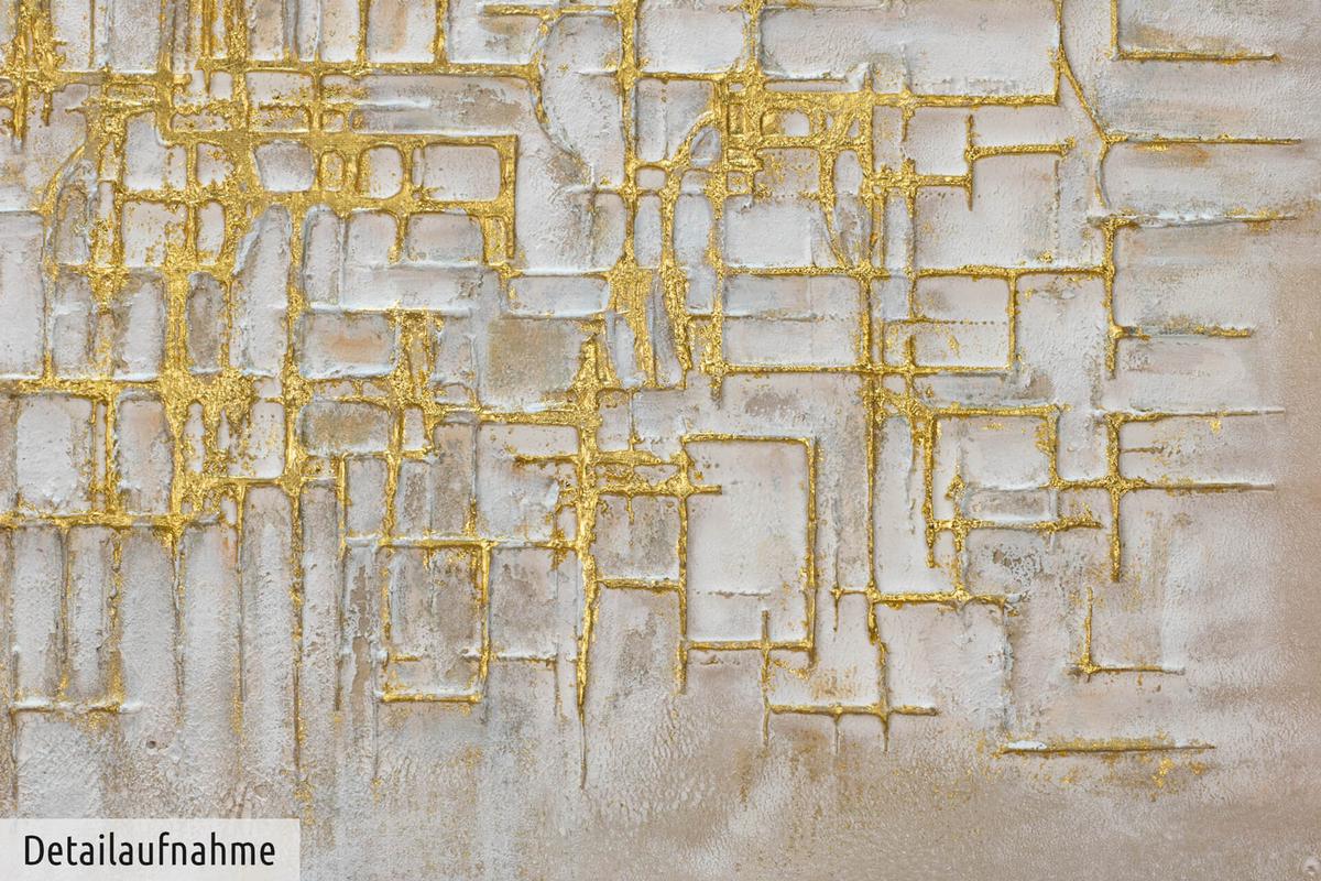 ACRYLBILD HANDGEMALT 100/75 cm - Beige/Goldfarben, Holz/Textil (100/75cm) - KUNSTLOFT
