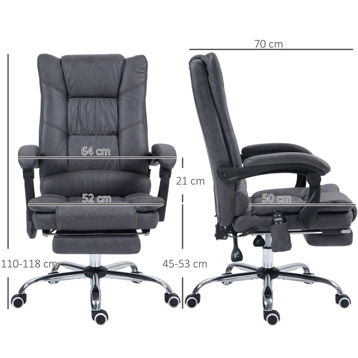 MASSAGE-BÜROSTUHL, Dunkelgrau - Dunkelgrau, Textil (70/118/64cm) - Vinsetto