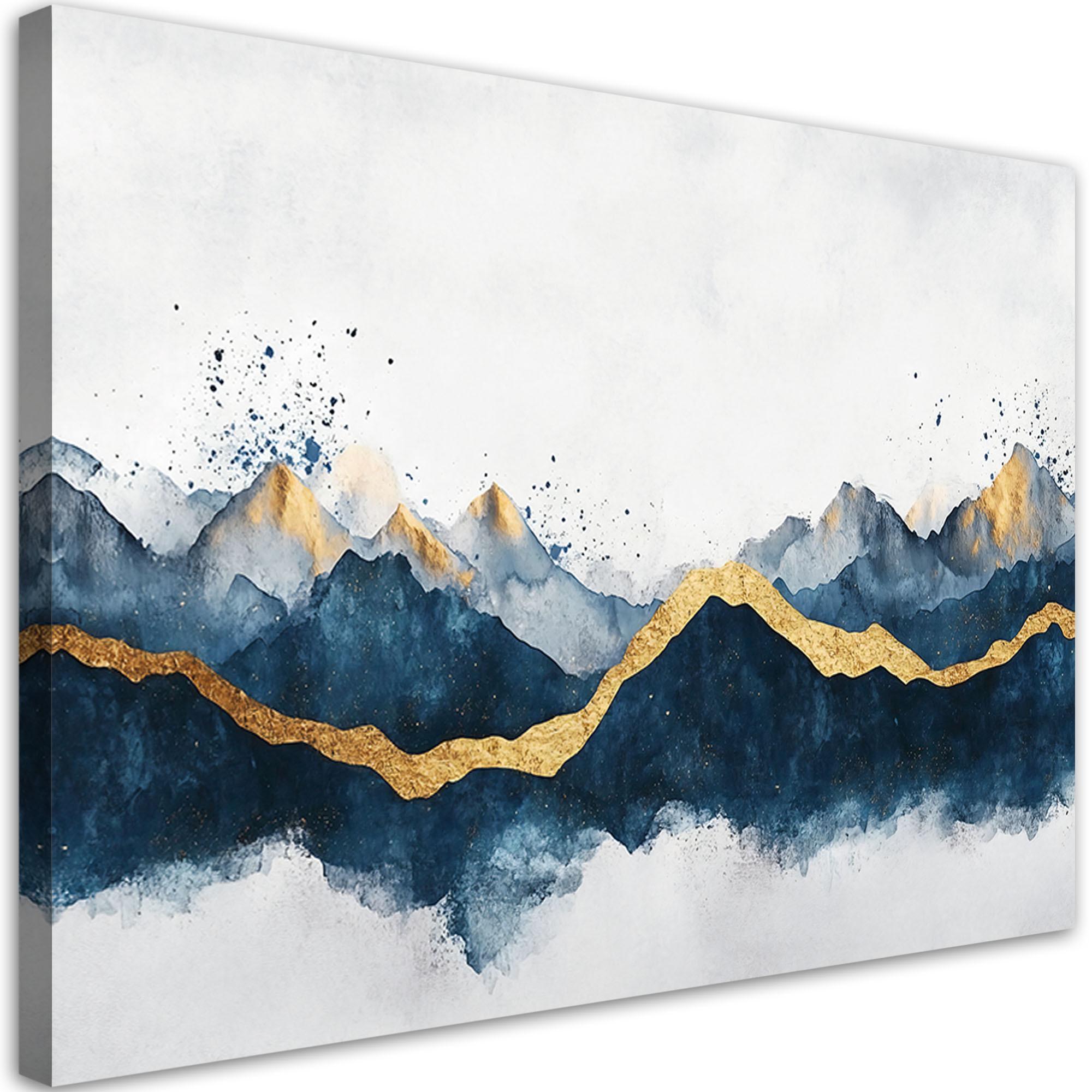 WANDBILD abstraktes goldblau modern - Blau, Textil (60/40cm) - Feeby