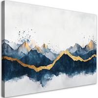 WANDBILD abstraktes goldblau modern - Blau, Textil (60/40cm) - Feeby